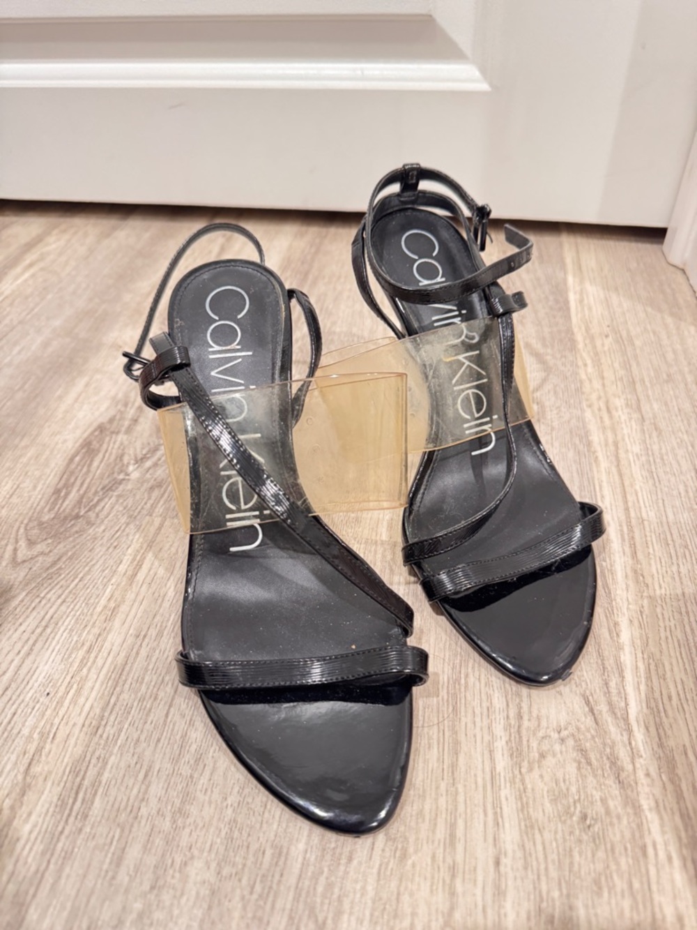 Calvin Klein Black Strappy Heels Women’s size 8 Ankle Strap